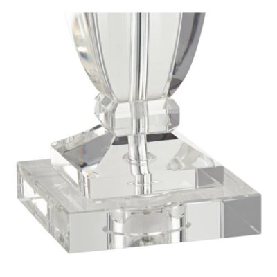 Traditional Table Lamp 25" High Crystal Body Gray Tapered Drum Shade for Living Room Bedroom Bedside Nightstand Family