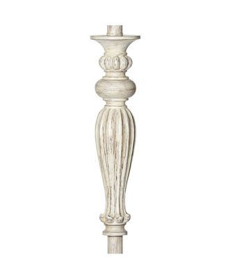 Traditional Vintage like Shabby Chic Standing Floor Lamp 60" Tall Antique White Washed with Ivory Brocade Fabric Bell Shade Decor for Living Room Reading House Bedroom Family Home - 360 Lighting