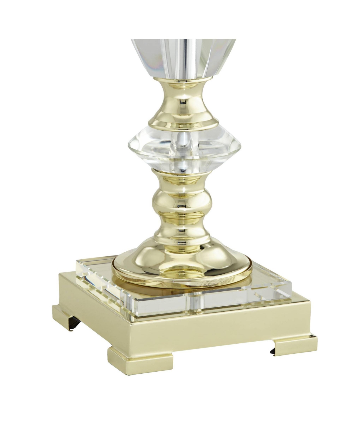 Traditional European Style Table Lamp Tall Brass Faceted Clear Crystal Urn NavyHardback Drum Shade for Living Room Bedroom Bedside Nights