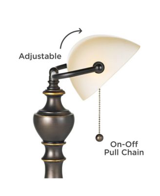 Haddington Traditional Piano Banker Table Lamp 16" High Antique Bronze Dark Brown Metal Alabaster Glass Shade Decor for Bedroom House Bedside Nightstand Home Office Reading - Regency Hill