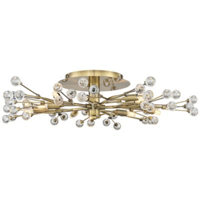 LED Brass 10-Light Crystal Berry 27.5" Wide Modern Fixture Ceiling Light Semi Flush Mount