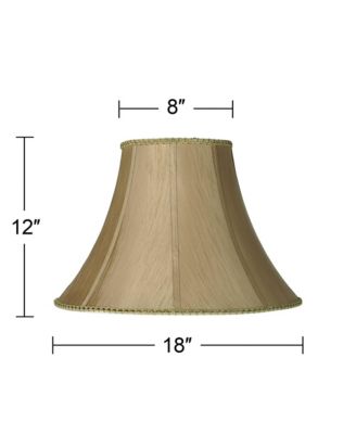 Earthen Gold Large Round Bell Lamp Shade 8" Top x 18" Bottom x 12" Height x 13" Slant (Spider) Replacement with Harp and Finial