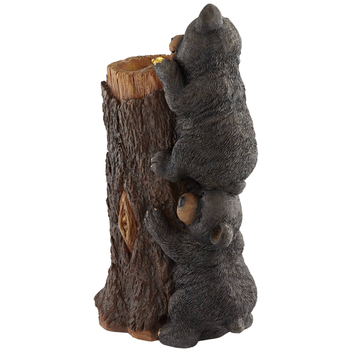 John Timberland Bears on Log Rustic Natural Cottage Lodge Outdoor Bubbler Fountain with Light Led 28 1/2