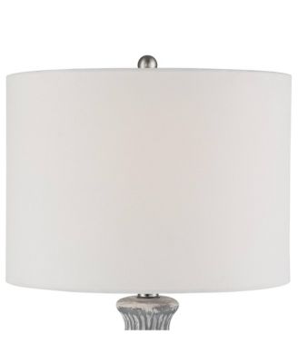 Patrick Modern Coastal Table Lamp 26 1/4" High Whitewash Gray Geometric Ceramic Drum Fabric Shade Decor for Bedroom Living Room House Home Bedside Nightstand Office Family - 360 Lighting
