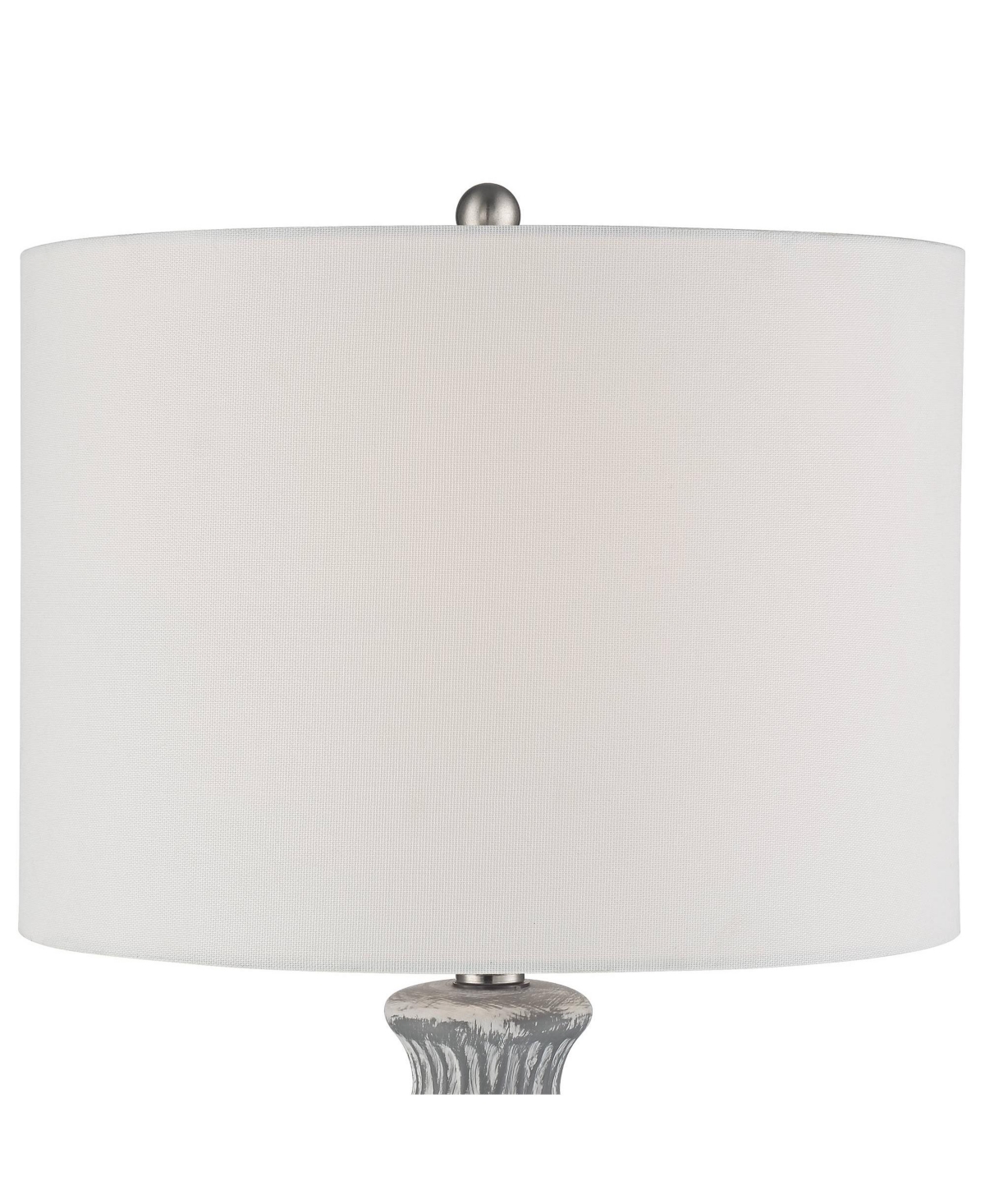 Patrick Modern Coastal Table Lamp 26 1/4" High Whitewash Gray Geometric Ceramic Drum Fabric Shade Decor for Bedroom Living Room House Home Bedside Nig