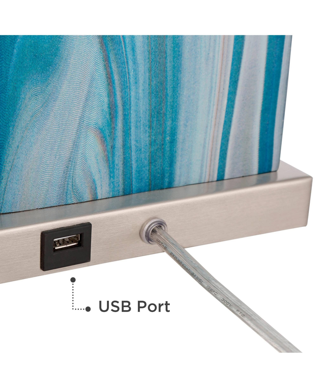 Connie Modern Table Lamps Tall Set of 2 with Usb Charging PortsFaux Marble Led White Rectangular Shade for Bedroom Living Room House Desk Be