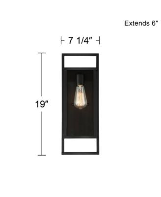 Jericho Modern Outdoor Wall Light Fixture Textured Black Metal 19" Clear Glass Panel for Post Exterior Barn Deck House Porch Yard