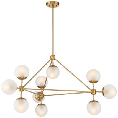 Gable Soft Gold Hanging Chandelier Lighting 40.50" Wide Mid Century Modern Sputnik Frosted Glass Globe Shade 10-Light Fixture for Dining Room House Foyer Entryway Kitchen - Possini Euro Design