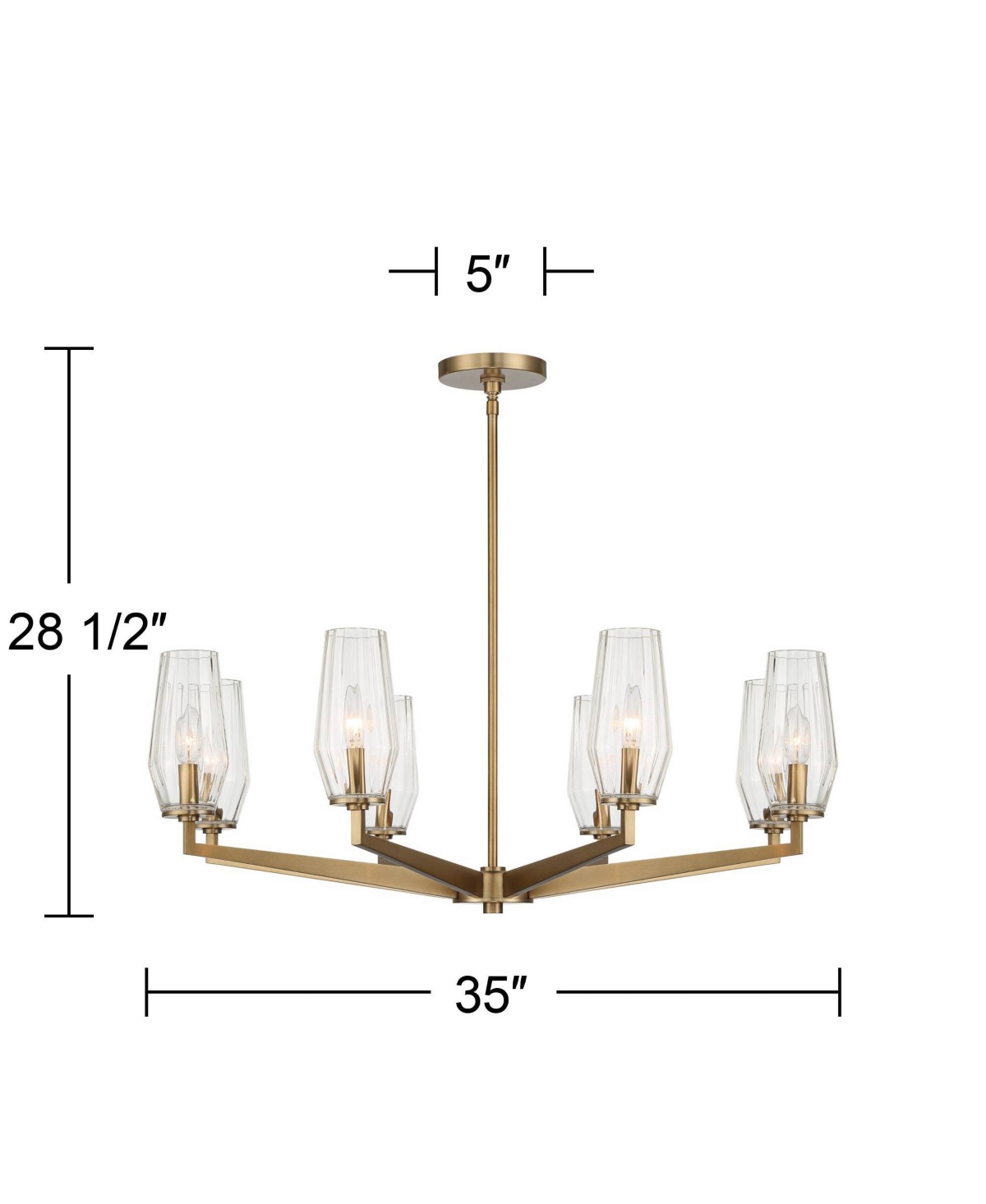 Possini Euro Design Byzantium WarmHanging Chandelier Wide Farmhouse Industrial Rustic Clear Glass Shade 8-Light Fixture for Dining Room Livi