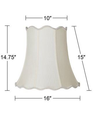Imperial Shade Creme Medium Scallop Bell Lamp Shade 10" Top x 16" Bottom x 15" Slant x 14.75 High (Spider) Replacement with Harp and Finial