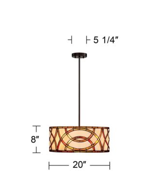 Circles Pendant Chandelier with 3-Light Farmhouse Rustic Art Glass Fixture