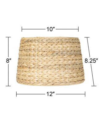 Woven Seagrass Small Drum Lamp Shade 10" Top x 12" Bottom x 8.25" Slant x 8" High (Spider) Replacement with Harp and Finial