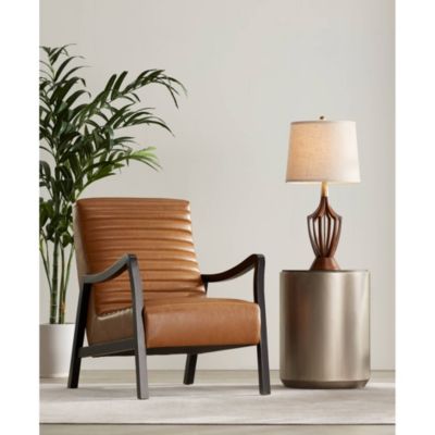 St. Claire Modern Mid Century Table Lamp 30 3/4" Tall Wood Open Vase Taupe Drum Shade for Bedroom Living Room Bedside Nightstand Office