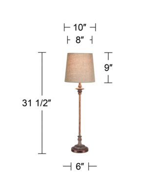 Bentley Traditional Buffet Table Lamp 31 1/2" Tall Weathered Brown Linen Fabric Drum Shade for Bedroom Living Room Bedside Nightstand