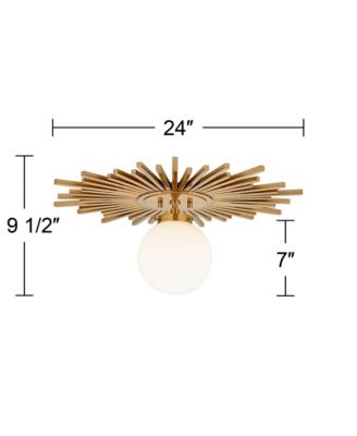 Hazel Modern Ceiling Light Semi Flush Mount Fixture 24" Wide Warm Brass White Globe Shade for Bedroom Kitchen Living Room Hallway