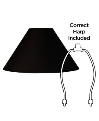 Black Large Chimney Empire Lamp Shade 6" Top x 19" Bottom x 12" Slant (Spider) Replacement with Harp and Finial