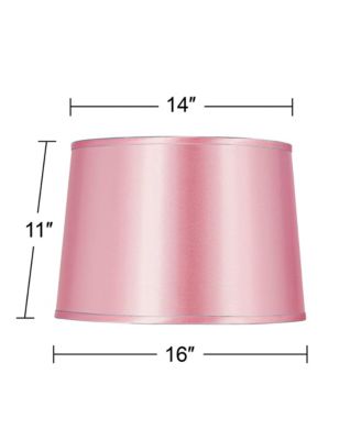 Sydnee Pale Pink Satin Medium Drum Lamp Shade 14" Top x 16" Bottom x 11" Slant (Spider) Replacement with Harp and Finial