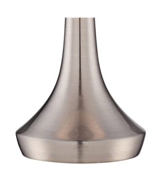 Zofia Modern Accent Table Lamps 13" High Set of 2 Brushed Nickel Silver Tapered Metal Touch On Off White Fabric Drum Shade for Bedroom