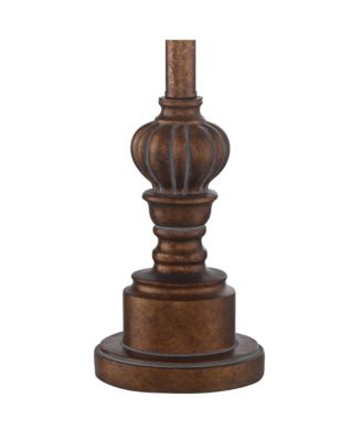 Traditional Buffet Table Lamps 28" Tall Set of 2 Warm Brown Wood Tone Fabric Drum Shade for Dining Room