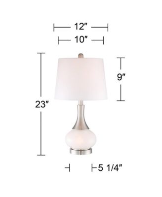 Serrena Modern Accent Table Lamp 23" High White Glass Brushed Nickel Metal with Nightlight Drum Shade for Bedroom Living Room House Home