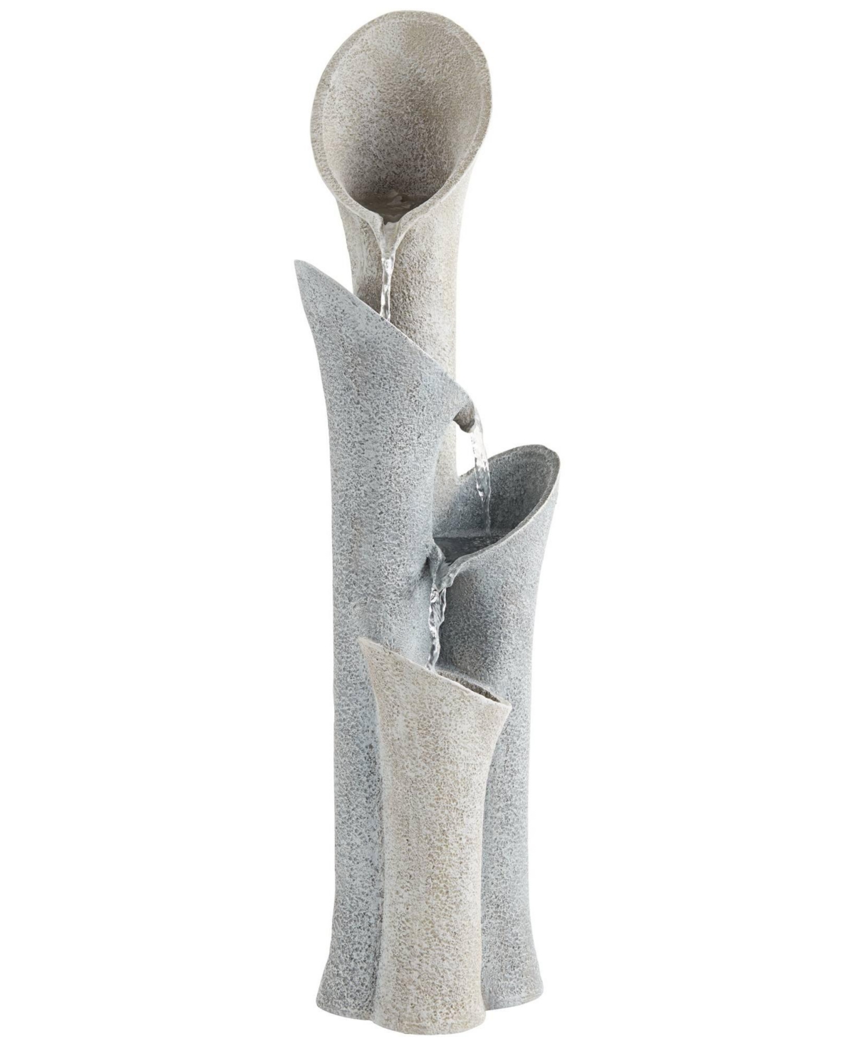 Bell Modern Zen Outdoor Floor Tiered Water Fountain High Cascading Decor Faux Stone for Garden Patio Backyard Deck Home Lawn Porch House Relaxatio