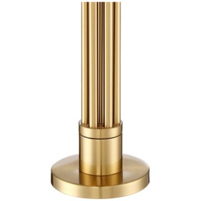 Granview Modern Table Lamp 32 1/2" Tall Brass Column Taupe Organza Outer Off White Linen Inner Drum Shade for Bedroom Living Room