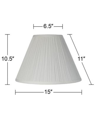 Set of 2 White Pleated Medium Empire Lamp Shades 6.5" Top x 15" Bottom x 11" High (Spider) Replacement with Harp and Finial