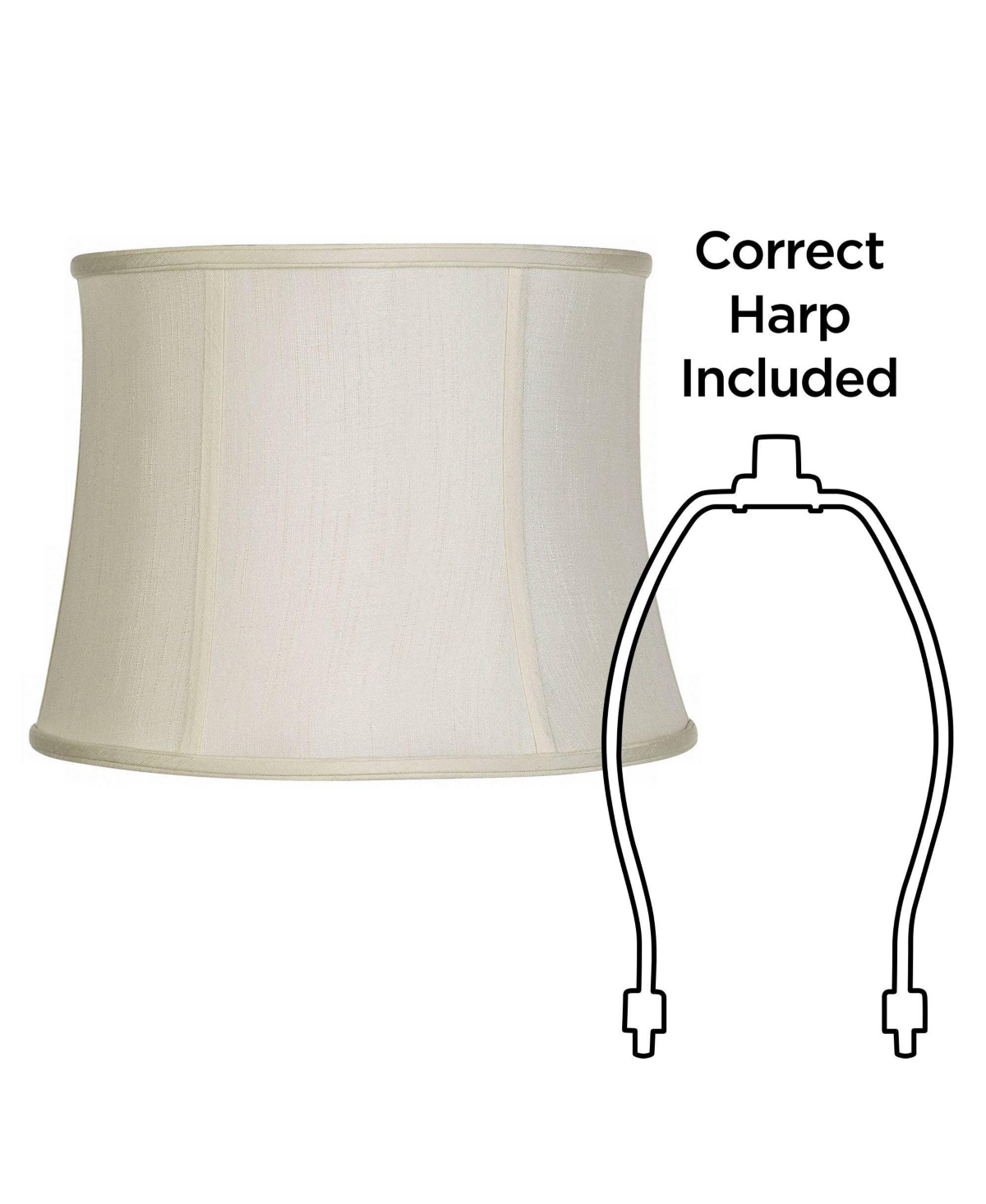 Set of 2 CremeMedium Drum Lamp Shades Top x Bottom x High (Spider) Replacement with Harp and Finial - Imperial Shade - White