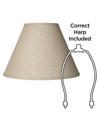 Set of 2 Empire Lamp Shades Fine Burlap Medium 6.5" Top x 15" Bottom x 10.75" Slant Spider Replacement Harp and Finial