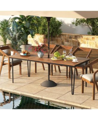 79" Outdoor Dining Table 8-Person Patio Table with 1.9" Umbrella Hole