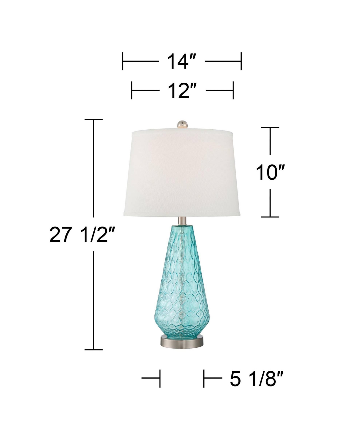 Dylan Coastal Modern Contemporary Style Table Lamps Tall Full Size Set of 2 TransparentGlass White Fabric Drum Shade for Living Room Bedro