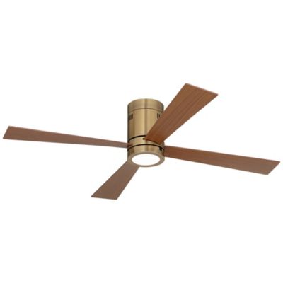 52" Revue Modern Indoor Hugger Ceiling Fan with LED Light Remote Control Bronze Soft Brass Walnut Opal Glass for Living Room Kitchen House