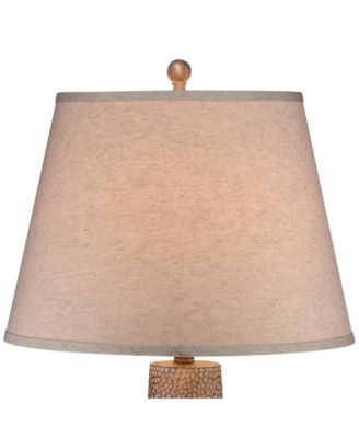 Bentley Rustic Farmhouse Table Lamp 29" Tall Brown Leaf Textured Hammered Pot Off White Empire Shade for Bedroom Living Room House Home