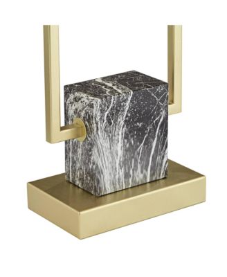 Carl Modern Table Lamp 24 3/4" High Gold Metal Gray Faux Marble Black Rectangular Shade for Bedroom Living Room Bedside Nightstand Office