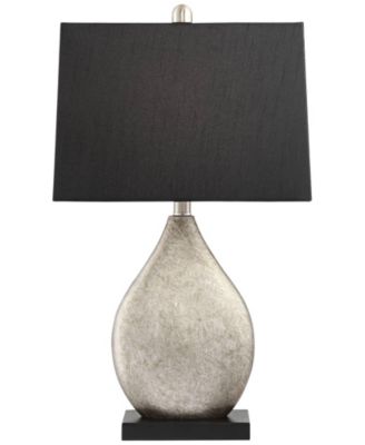 Marco Modern Art Deco Table Lamps 25" High Set of 2 Silver Luxe Black Rectangular Shade for Bedroom Living Room Bedside Nightstand Office