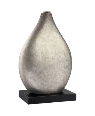 Marco Modern Art Deco Table Lamps 25" High Set of 2 Silver Luxe Black Rectangular Shade for Bedroom Living Room Bedside Nightstand Office