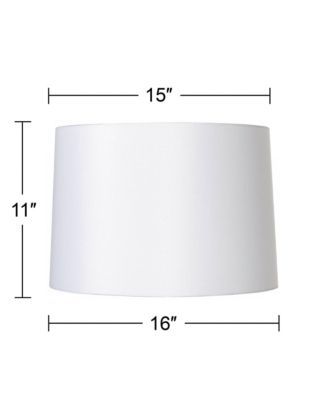 Set of 2 Drum Lamp Shades White Medium 15" Top x 16" Bottom x 11" High Spider with Replacement Harp and Finial Fitting