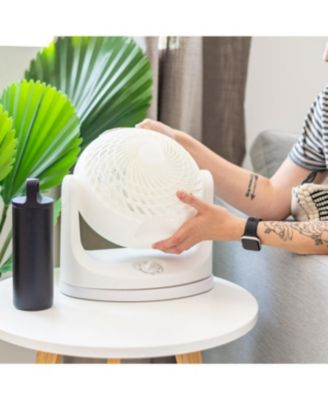 USA WOOZOO 12" Desk Fan, Oscillating Air Circulator, 3 Speeds, 52ft Air Distance, 112° Tilt, 30dB Quiet, Compact for Home/Office – White