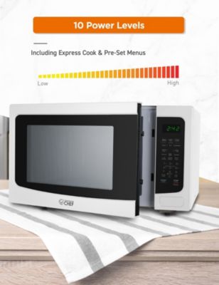 1.6 Cubic Foot Microwave with 10 Power Levels, Push Button Child Safety Lock