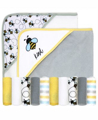 Boys and Girls 2 Pack Embroidered Hooded Bath Towel and Wash Cloth Set