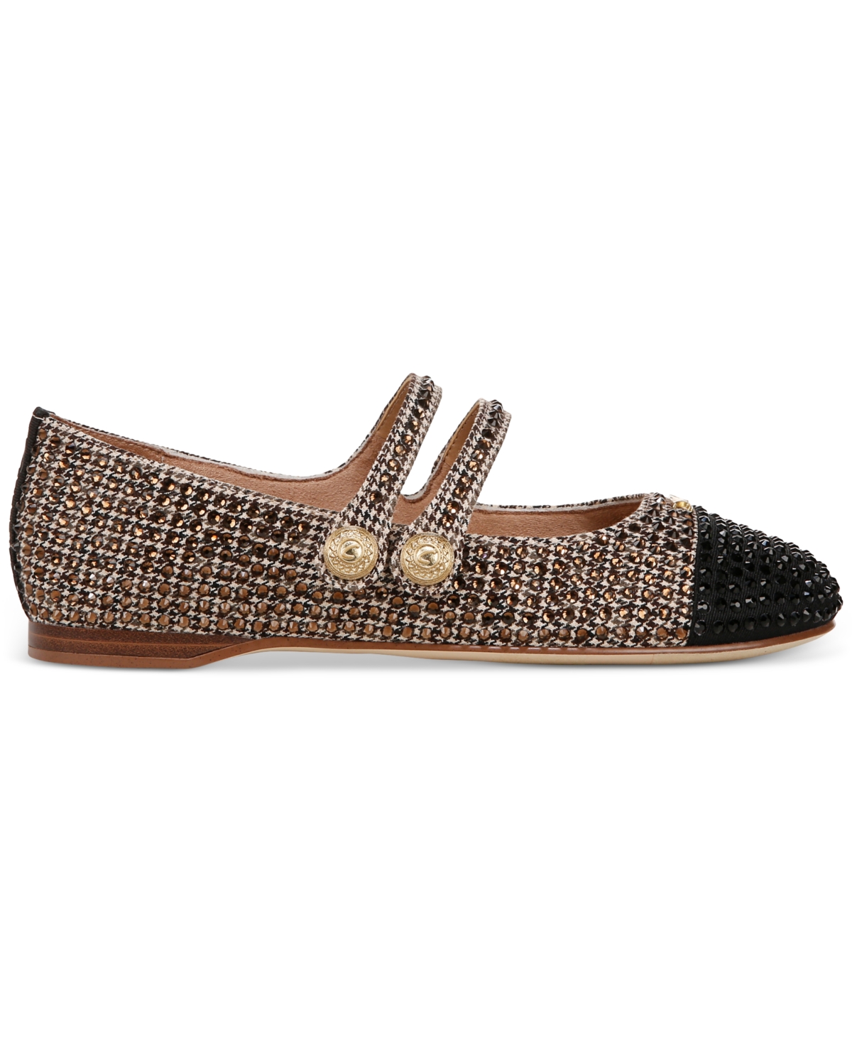 Circus Ny by Sam Edelman Women's Zoey Double Buckle Mary Jane Ballet Flats -Black Rhinesto