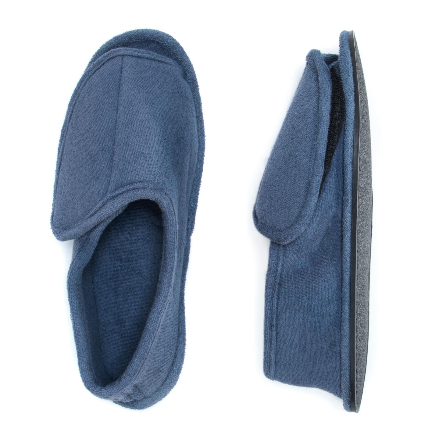 Мужские тапочки MUK LUKS Terry Open Toe Velcro Slippers, цвет: Тёмно-синий — фото 5