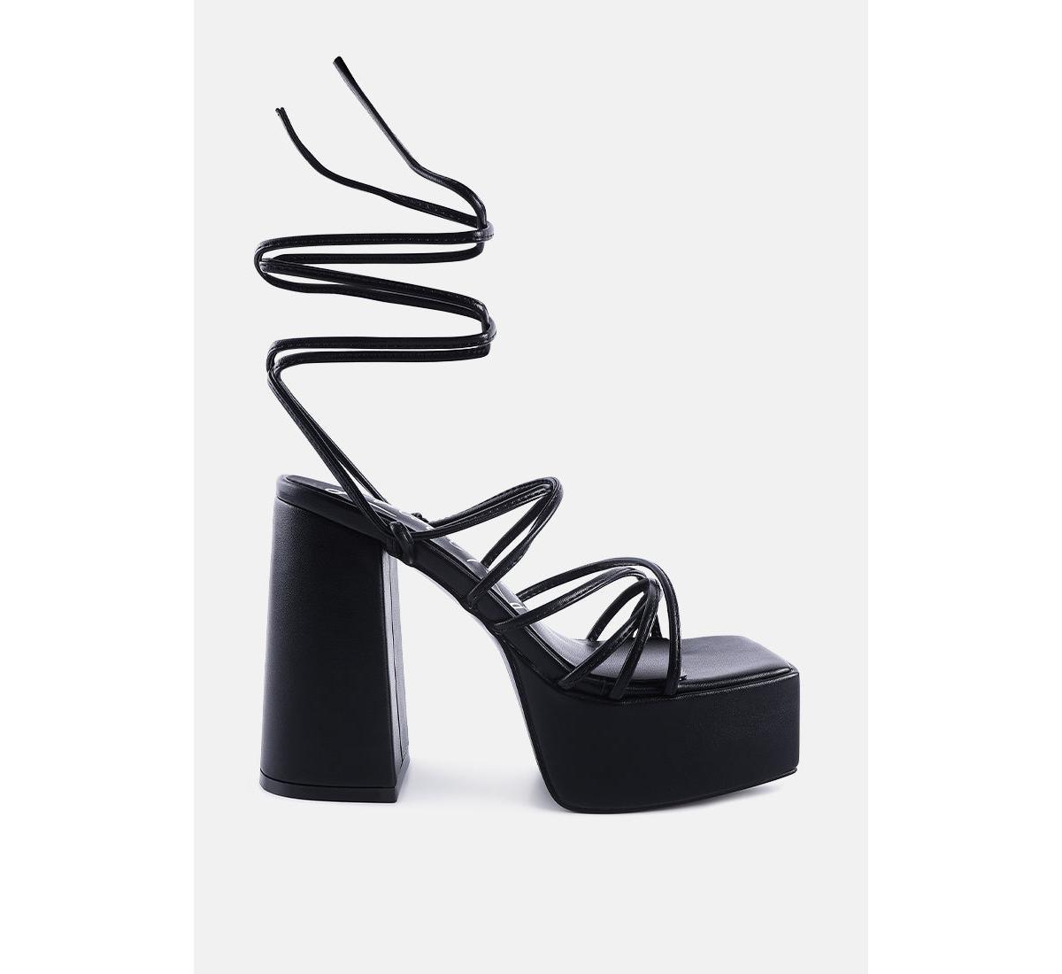 Anvil metallic block heeled lace up sandals - Black