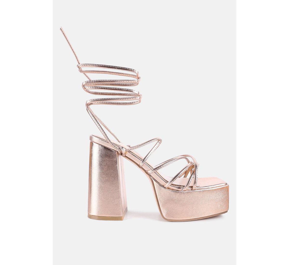 Anvil metallic block heeled lace up sandals - Black