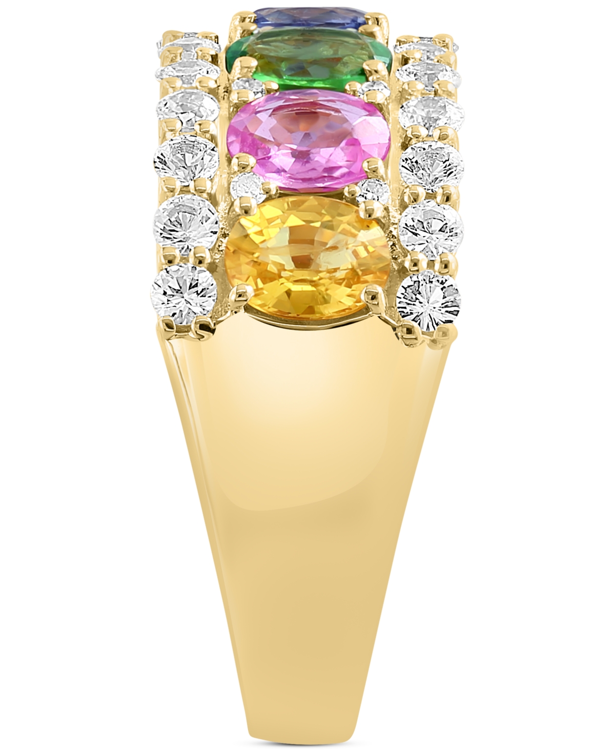 Effy Blue & White Sapphire Ring (3-1/2 ct. t.w.) & Diamond (1/20 ct. t.w.) in 14k White Gold. (Also available Emerald and Pink Sapphire) - Multi-Sapph