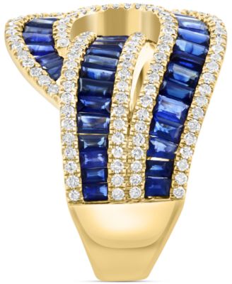 EFFY&reg; Ruby (3-1/4 ct. t.w.) & Diamond (5/8 ct. t.w.) Swirl Statement Ring in 14k Rose Gold