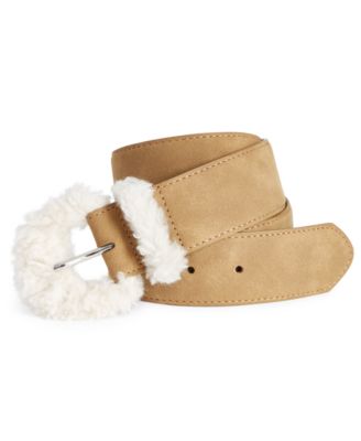 Style & Co - Faux-Shearling Buckle Faux-Suede Belt