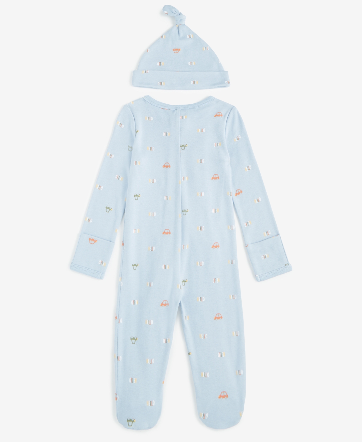 First Impressions Baby Boys Travel Cotton Hat & Footed Coverall, 2 Piece Set, Created For Macy's In Teton Blue