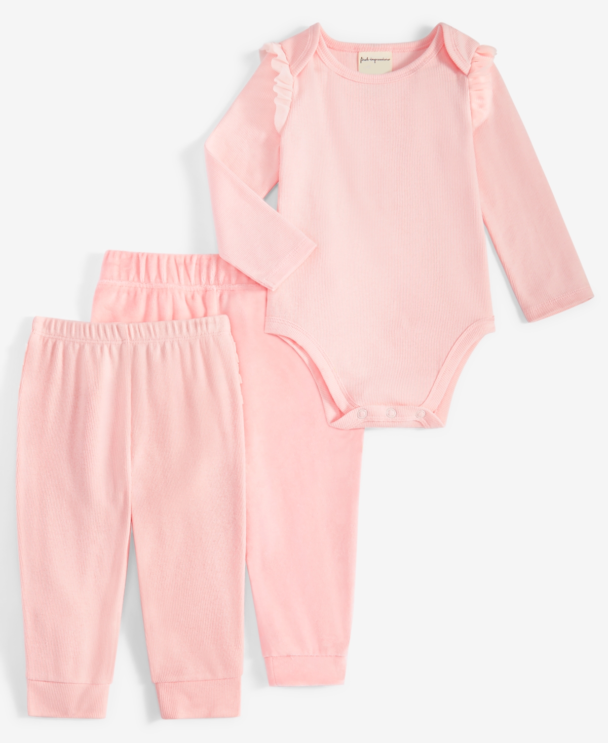 First Impressions Baby Girls Tiny Dancer Ruffled Bodysuit & Pants, 2 Piece Set, Created For Macy's In Soft Shell