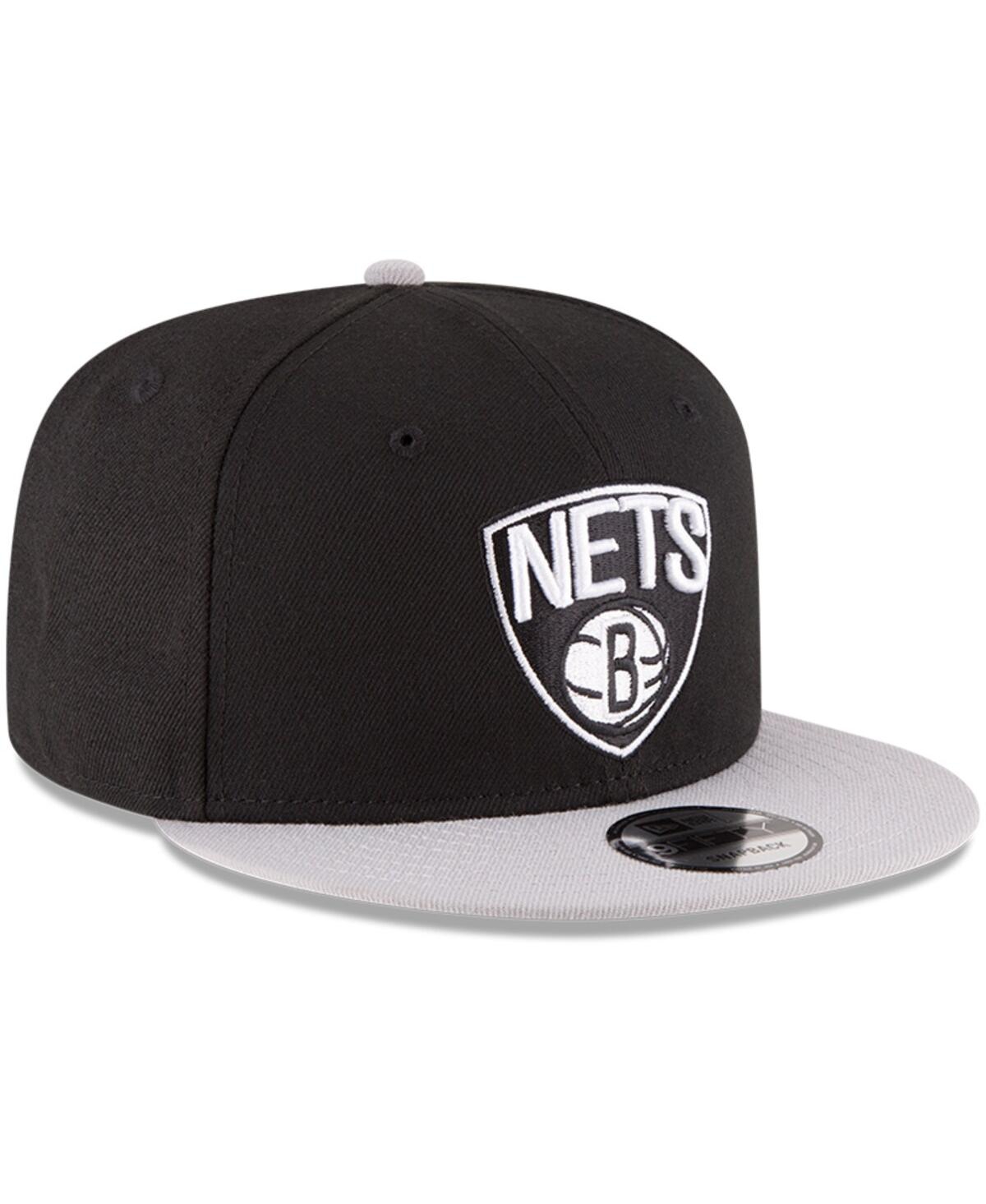 NEW ERA MEN'S BLACK/GRAY BROOKLYN NETS 2-TONE 9FIFTY ADJUSTABLE SNAPBACK HAT 